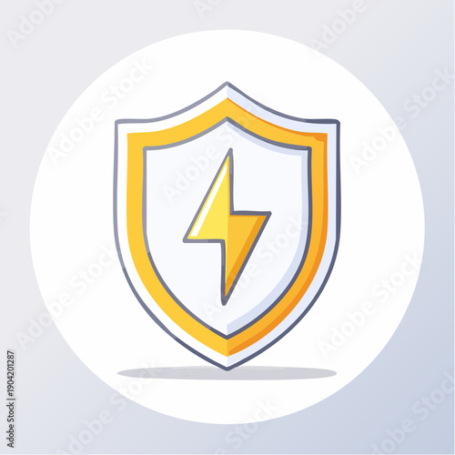 Shield icon with lightning bolt symbolizing protection and power.