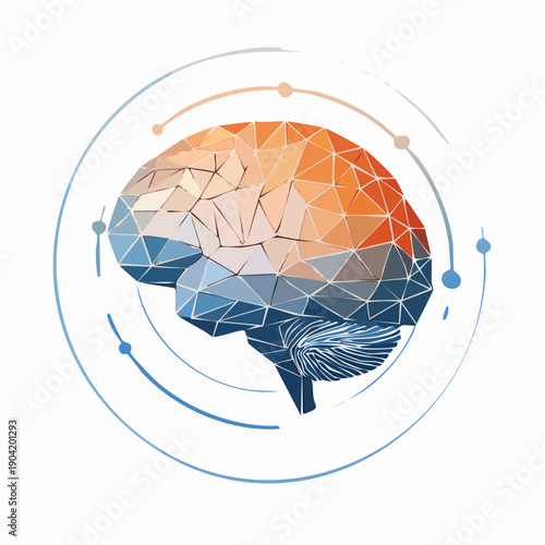Human Head Geometric Brain Illustration Design Element.
