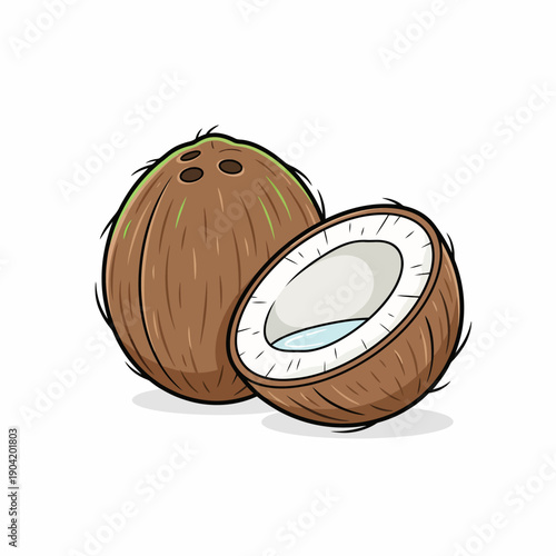 old coconut vector for coconut milk