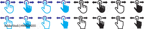 Swipe icon set. Swipe Multiple Style Icon Set Collection. Swipe icon set multiple style collection. Vector illustration. Hand gesture slide vector set. Slide left right finger icon set