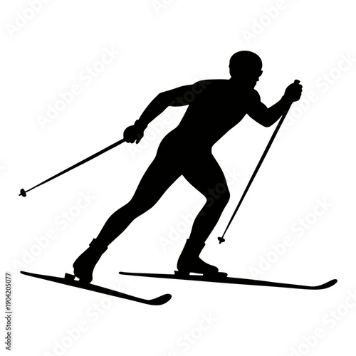 Nordic Combined Silhouette – Power and Endurance in Winter Sport Vector SVG