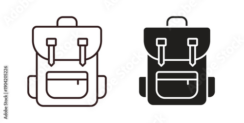 Hiking backpack icon vector Illustration logo template pack