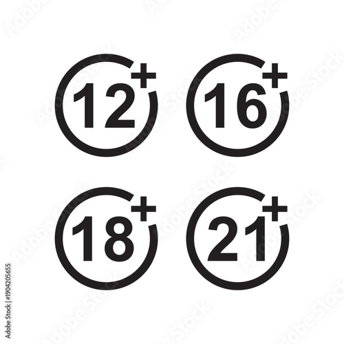 Level age limit sign set adults content only age restriction.