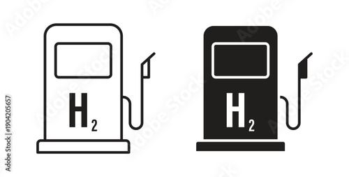 hydrogen fuel pump icon vector Illustration logo template pack