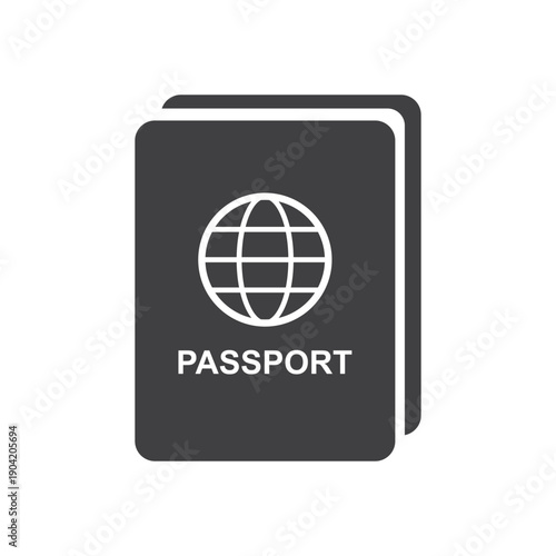 Passport icon identification document identity isolated flat style design.