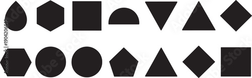 Collection of various geometric shapes on white background