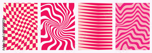 Groovy Starburst 70s backgrounds. Y2k aesthetic sunny funky waves. Spiral ray, swirl, mesh, retro, stripes banner. Vortex spiral twirl psychedelic wallpaper.