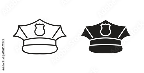 Police cap icon vector Illustration logo template pack