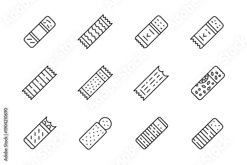 A collection of various band aid designs on a white background