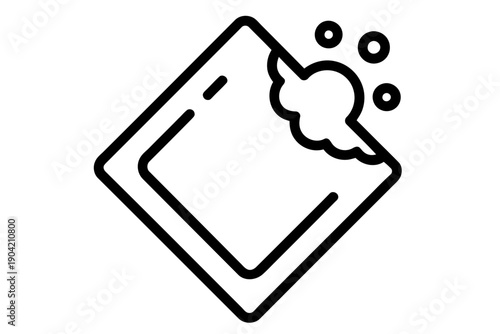 A simple black and white icon of a cleaning a device screen