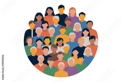 A diverse group of people gathered together in a circular formation