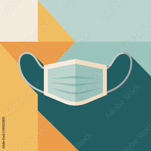 Surgical mask illustration, abstract colorful background, protection concept