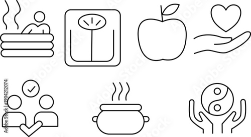 Outline Health and Wellness Icons