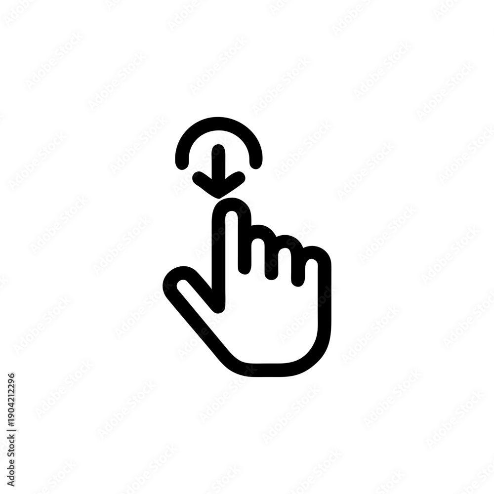 Fototapeta premium Hand tapping download action icon for digital application interface On white Background Vector illustration