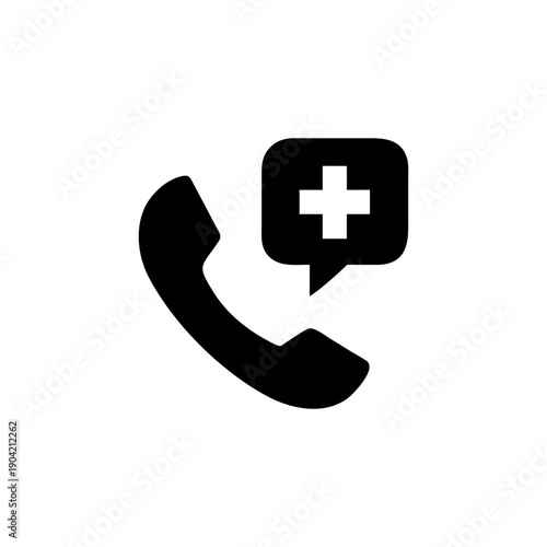 Emergency medical call telephone handset with heart health icon On white Background Vector illustration