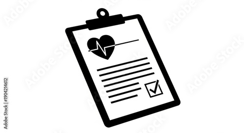 Medical Report with Heartbeat Graph and Checklist on Clipboard, Illustrating Health Assessment