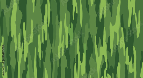 Abstract green camouflage pattern with vertical, irregular shapes and varying tones.