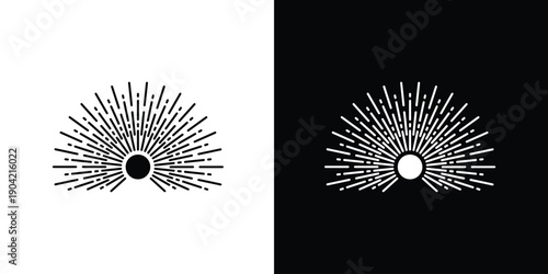 Elegant retro sunburst graphic with radiating lines, ideal for vintage design, badges, or emblems. Versatile vector illustration concept