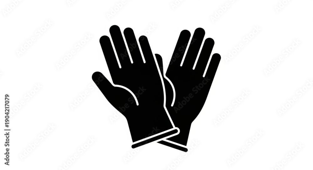 Obraz premium Pair of black gloves illustration with hands raised in a gesture of protection and safety