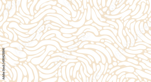 An abstract, seamless pattern of flowing, organic lines in pale beige.