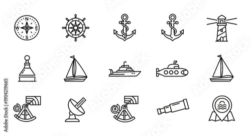 Nautical Icons Collection for Maritime Navigation and Adventure.