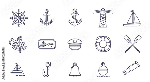 Nautical Icons Collection for Marine Themes.