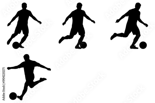 Soccer player kicking a ball, black silhouette