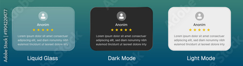 Product Review Ratings Card UI Design with liquid glass style