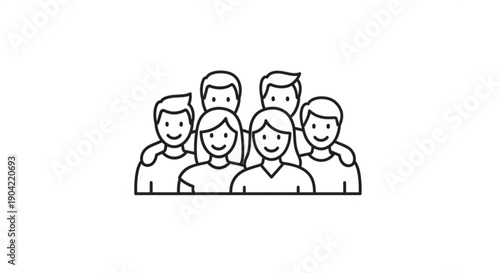 Group of people gathered together in a simple illustration style