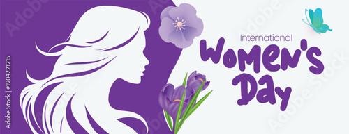International Women’s Day Floral Background Vector Illustration with Women Silhouette 8 March Banner Template for Social Media Advertising Website Header Marketing Promotion Design