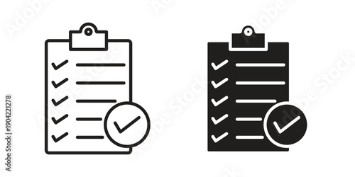 Clipboard check icon line illustration background. icon concept vector
