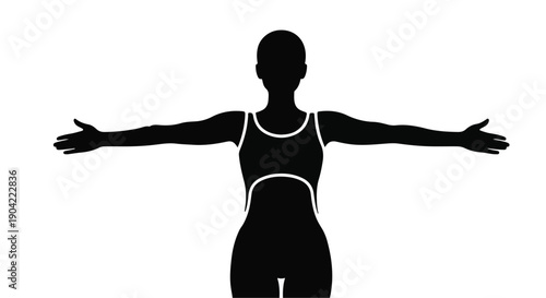 Silhouette of a person with arms outstretched in a welcoming gesture against a white background.