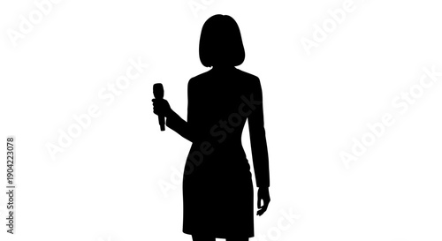 Woman Holding a Microphone Silhouette.