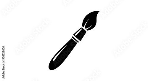 A sleek black brush with a tapered ferrule resting against a plain background