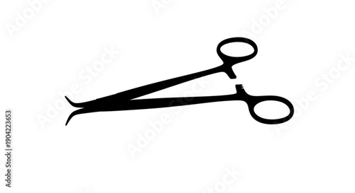 Medical forceps illustration viewed from the side on a plain background