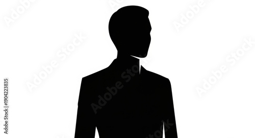 Silhouette of a man in profile looking to the right.
