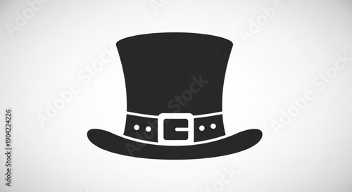 Black top hat with buckle and dots simple silhouette icon for St Patricks Day or formal events isolated on white background
