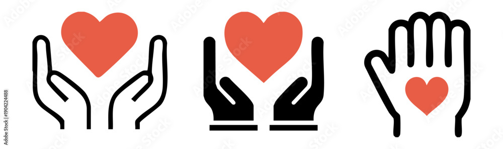 Fototapeta premium Sharing Donation Welfare Heart Love Icon Collection 나눔 기부 복지 하트 사랑 아이콘 모음