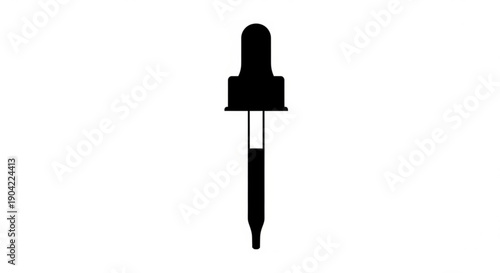 A black dropper illustration isolated on a clean background from a top-down viewpoint