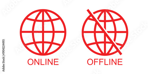 online and offline icon set. Internet on and internet off symbol. Internet status sign