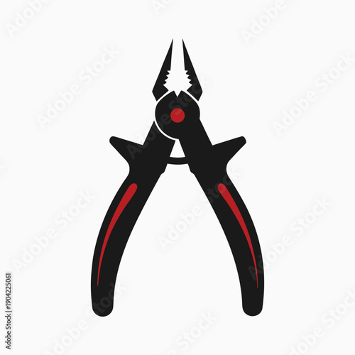 A pair of black and red pliers on a white background