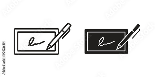 Electronic signature icon line illustration background. icon concept vector