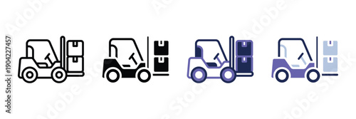 Forklift Cargo Transport Vehicle Icon in Multiple Styles