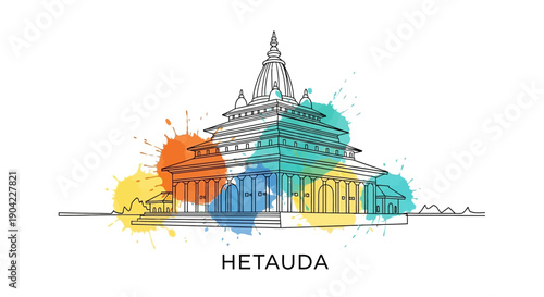 Cultural Event, Hetauda Landmark, Nepal, Illustration, Urban, Aerial, Heritage