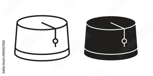 Fez hat icon line illustration background. icon concept vector