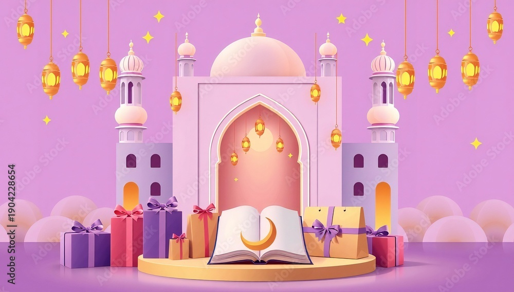 custom made wallpaper toronto digitalCelebrating eid with a mosque and gifts