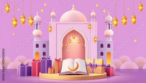 Wallpaper Mural Celebrating eid with a mosque and gifts Torontodigital.ca