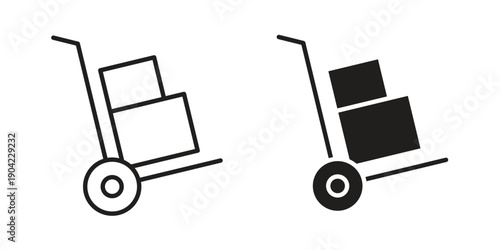 Hand truck icon line illustration background. icon concept vector