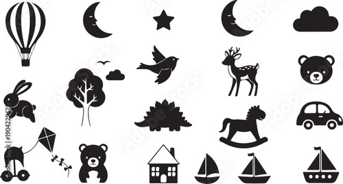 Cute kids room decor bundle featuring playful wall art elements perfect for nursery rooms, toddlers’ bedrooms, playrooms, classrooms, and baby spaces