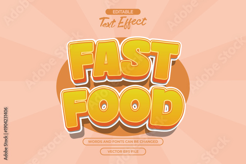 fast food editable text effect with cartoon text style